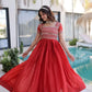 Sunlit Grace Silk Embroidered Flared Gown for Festive and Wedding Wear