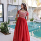Sunlit Grace Silk Embroidered Flared Gown for Festive and Wedding Wear