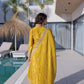 Sunshine Yellow Zari Embroidered Kurti Pant Dupatta Set for Festive and Wedding Wear