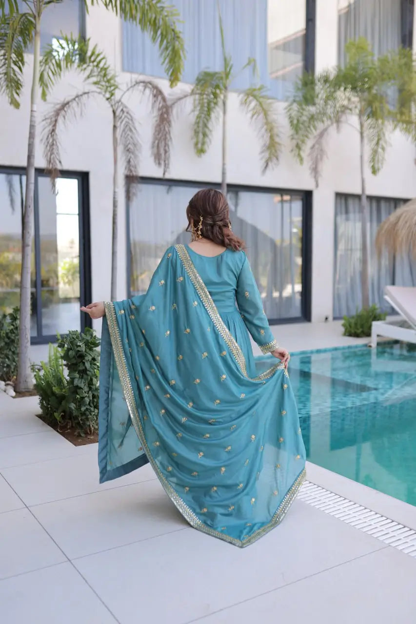 Super Silk Embroidered Kurti Sharara Set