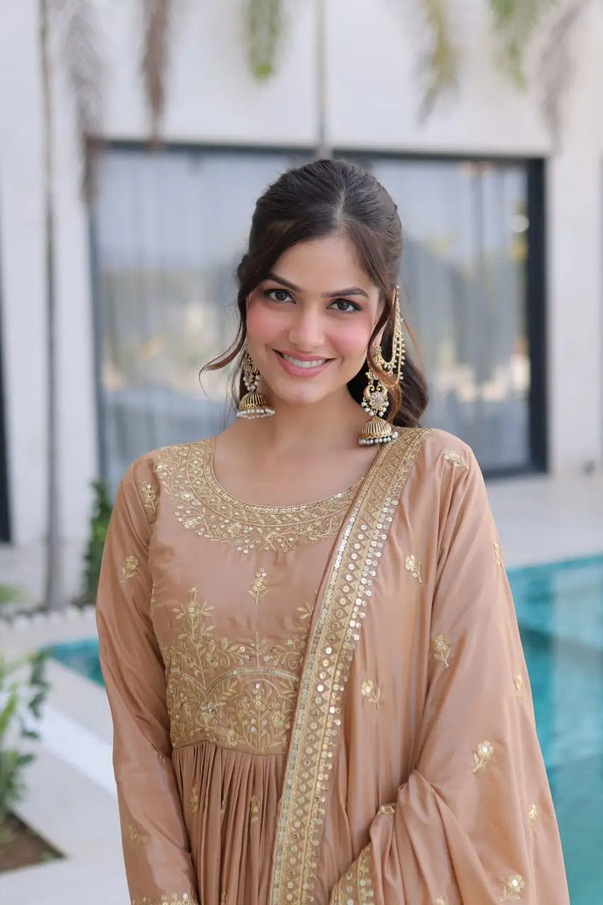 Super Silk Embroidered Kurti Sharara Set
