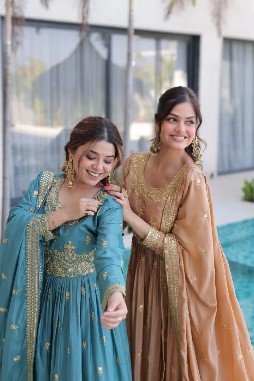 Super Silk Embroidered Kurti Sharara Set