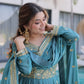 Super Silk Embroidered Kurti Sharara Set