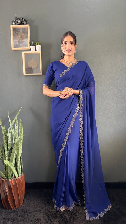 Swarovski Floral Georgette Saree