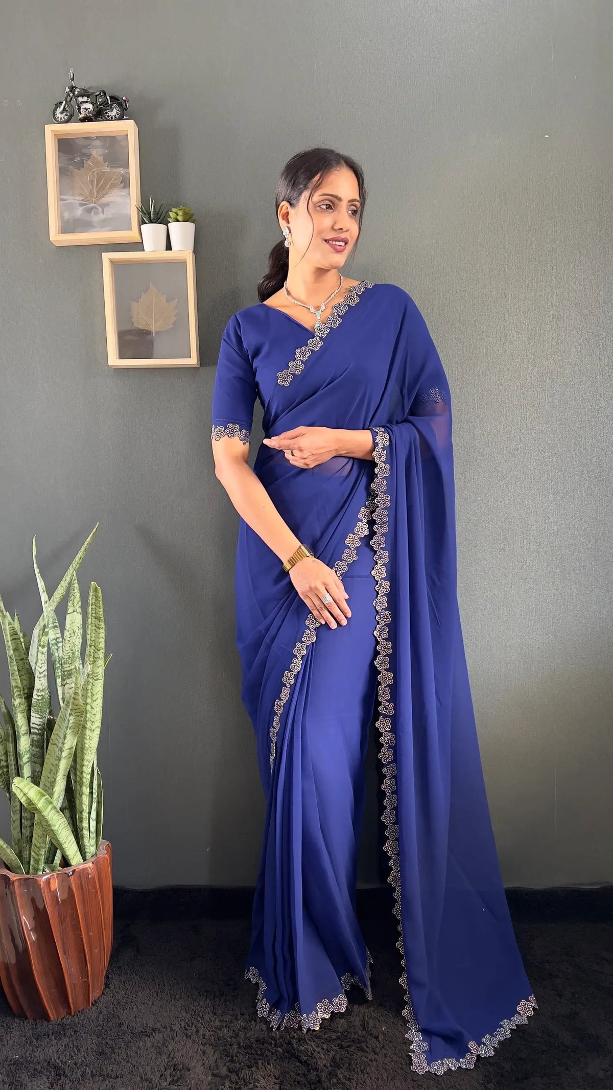 Swarovski Floral Georgette Saree
