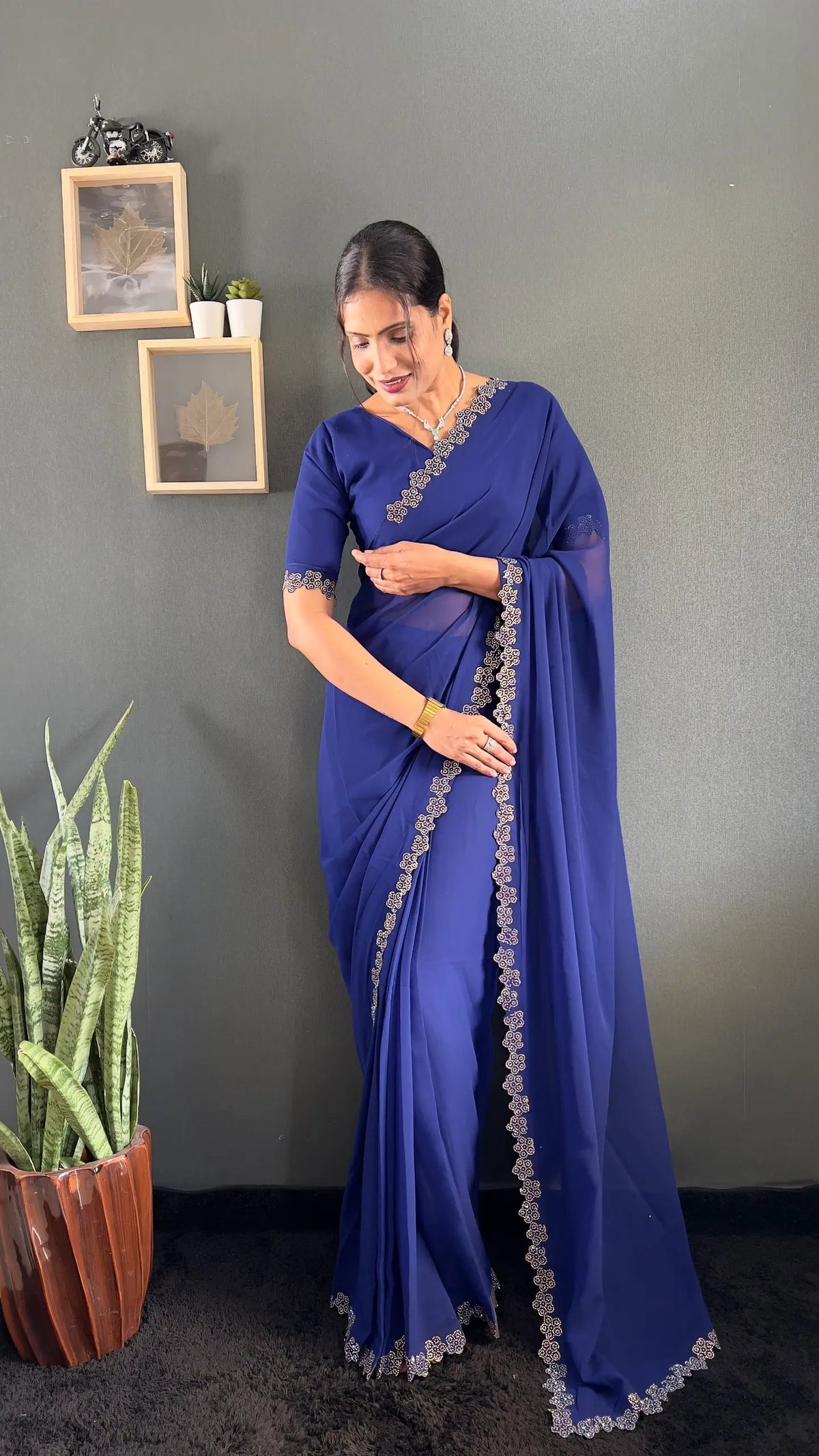 Swarovski Floral Georgette Saree
