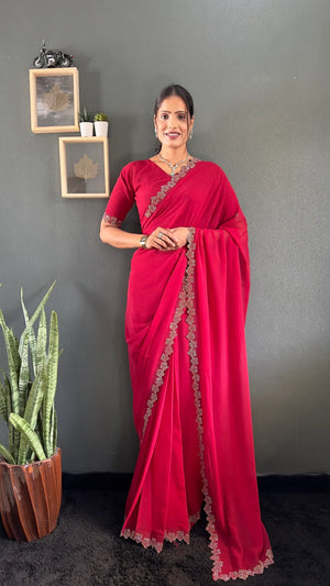 Swarovski Floral Georgette Saree
