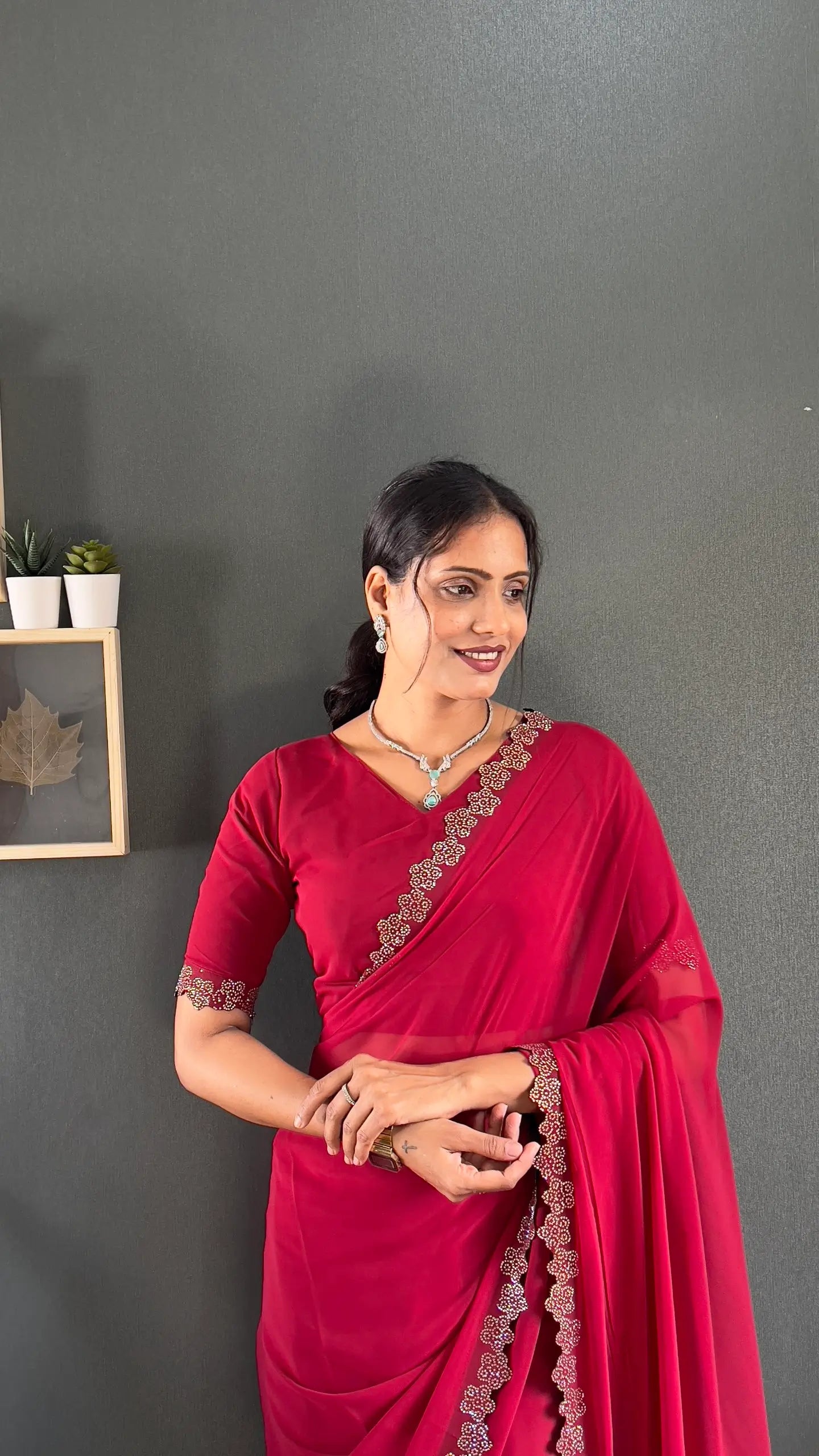 Swarovski Floral Georgette Saree
