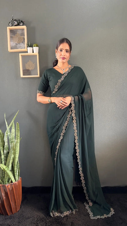Swarovski Floral Georgette Saree