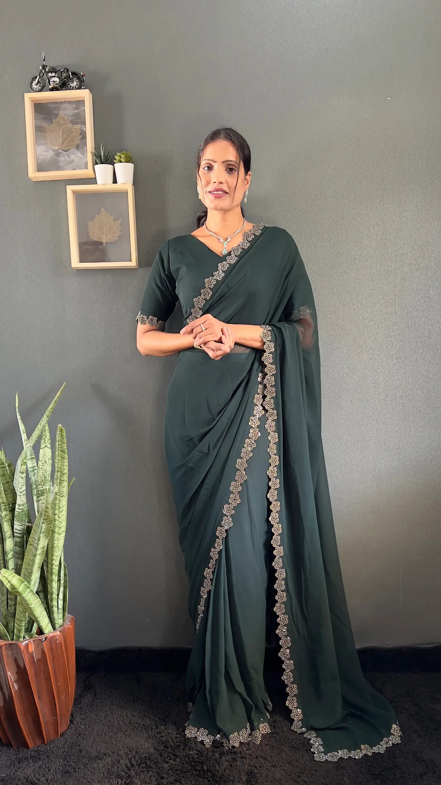 Swarovski Floral Georgette Saree