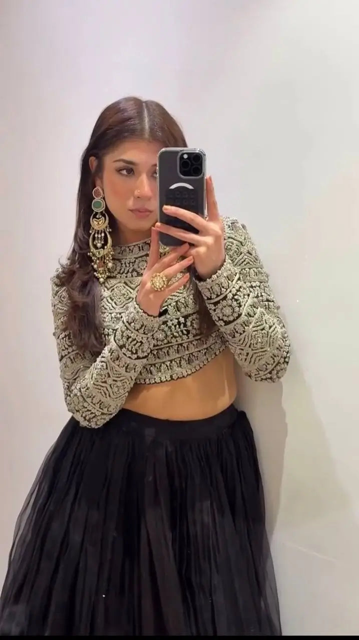 Tabby Organza Lehenga Set with Thread and Sequence Work