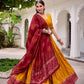 Tasar Silk Bandhej Print Lehenga Set
