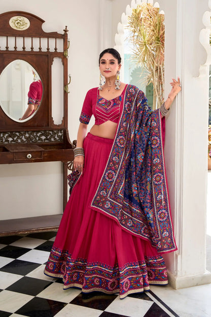 Tasar Silk Gamthi Print Lehenga Set