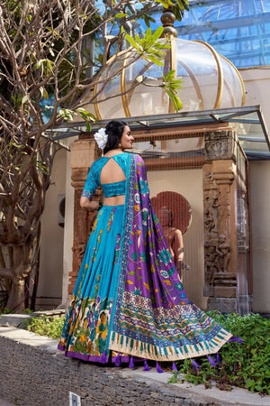 Tasar Silk Kalamkari Print Lehenga Set