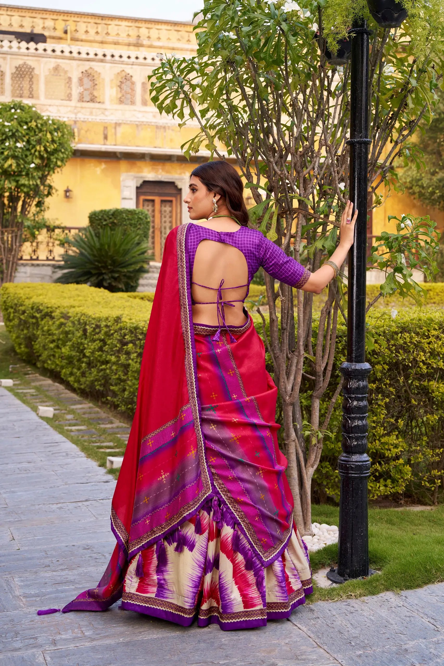 Tasar Silk Tie-Dye Printed Lehenga Choli Set with Dupatta – Festive Wear