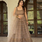 Taupe Net Lehenga with Zari Sequence Embroidery Work for Wedding and Festive Occasions