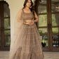 Taupe Net Lehenga with Zari Sequence Embroidery Work for Wedding and Festive Occasions