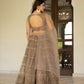 Taupe Net Lehenga with Zari Sequence Embroidery Work for Wedding and Festive Occasions