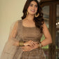Taupe Net Lehenga with Zari Sequence Embroidery Work for Wedding and Festive Occasions