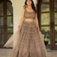 Taupe Net Lehenga with Zari Sequence Embroidery Work for Wedding and Festive Occasions