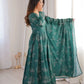 Teal Bandhani Print Muslin Anarkali with Dupatta