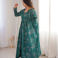 Teal Bandhani Print Muslin Anarkali with Dupatta