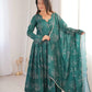 Teal Bandhani Print Muslin Anarkali with Dupatta