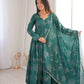 Teal Bandhani Print Muslin Anarkali with Dupatta