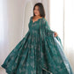 Teal Bandhani Print Muslin Anarkali with Dupatta