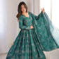 Teal Bandhani Print Muslin Anarkali with Dupatta