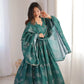 Teal Bandhani Print Muslin Anarkali with Dupatta