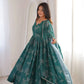 Teal Bandhani Print Muslin Anarkali with Dupatta