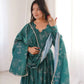 Teal Bandhani Print Muslin Anarkali with Dupatta