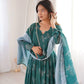 Teal Bandhani Print Muslin Anarkali with Dupatta