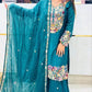 Teal Blue Chinon Silk Embroidered Sharara Suit with Dupatta – Heavy Sequence Work | Wedding & Festive Wear