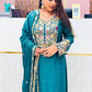 Teal Blue Chinon Silk Embroidered Sharara Suit with Dupatta – Heavy Sequence Work | Wedding & Festive Wear