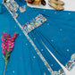 Teal Blue Chinon Silk Embroidered Sharara Suit with Dupatta – Heavy Sequence Work | Wedding & Festive Wear