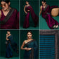 Teal Blue Leheriya Rangoli Silk Saree with Hotfix and Sequence Embroidery Work