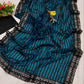 Teal Blue Leheriya Rangoli Silk Saree with Hotfix and Sequence Embroidery Work