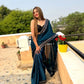 Teal Blue Leheriya Rangoli Silk Saree with Hotfix and Sequence Embroidery Work