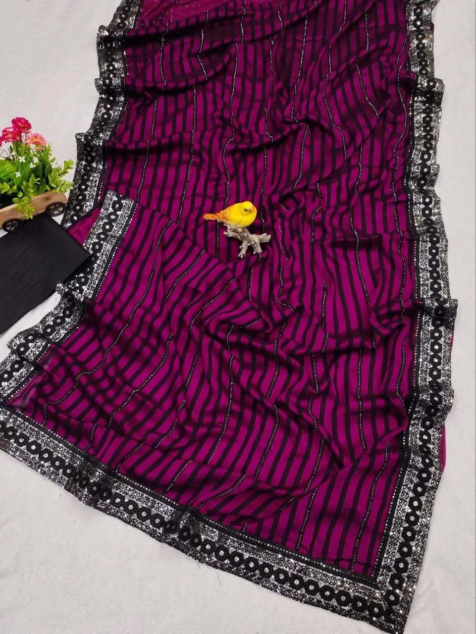Teal Blue Leheriya Rangoli Silk Saree with Hotfix and Sequence Embroidery Work