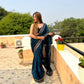 Teal Blue Leheriya Rangoli Silk Saree with Hotfix and Sequence Embroidery Work