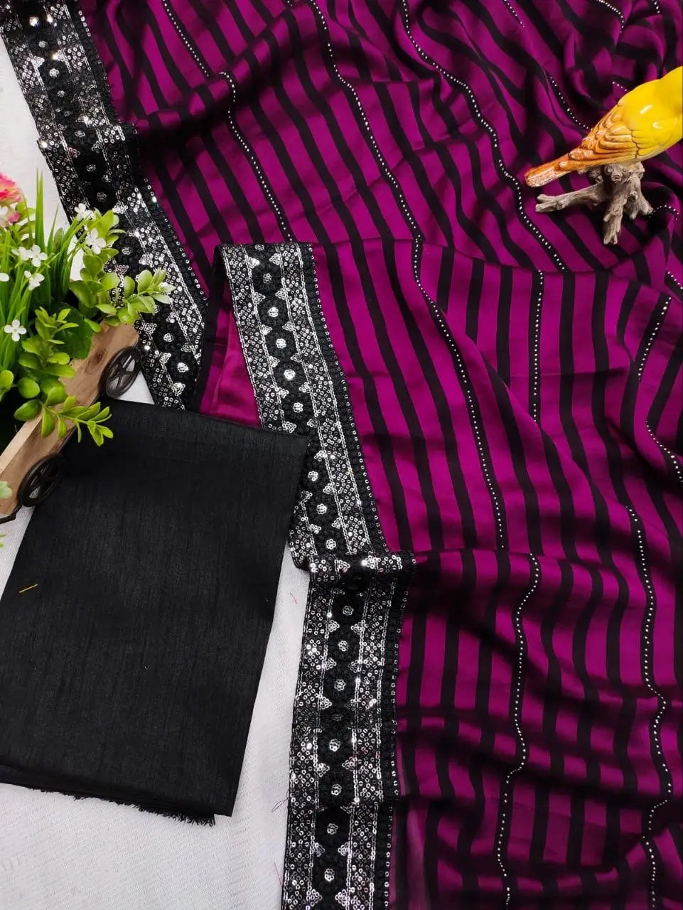 Teal Blue Leheriya Rangoli Silk Saree with Hotfix and Sequence Embroidery Work