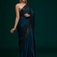 Teal Blue Leheriya Rangoli Silk Saree with Hotfix and Sequence Embroidery Work