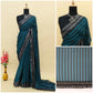 Teal Blue Leheriya Rangoli Silk Saree with Hotfix and Sequence Embroidery Work