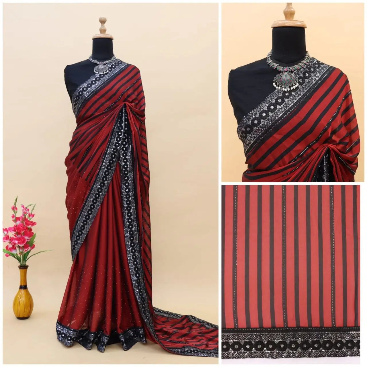 Teal Blue Leheriya Rangoli Silk Saree with Hotfix and Sequence Embroidery Work