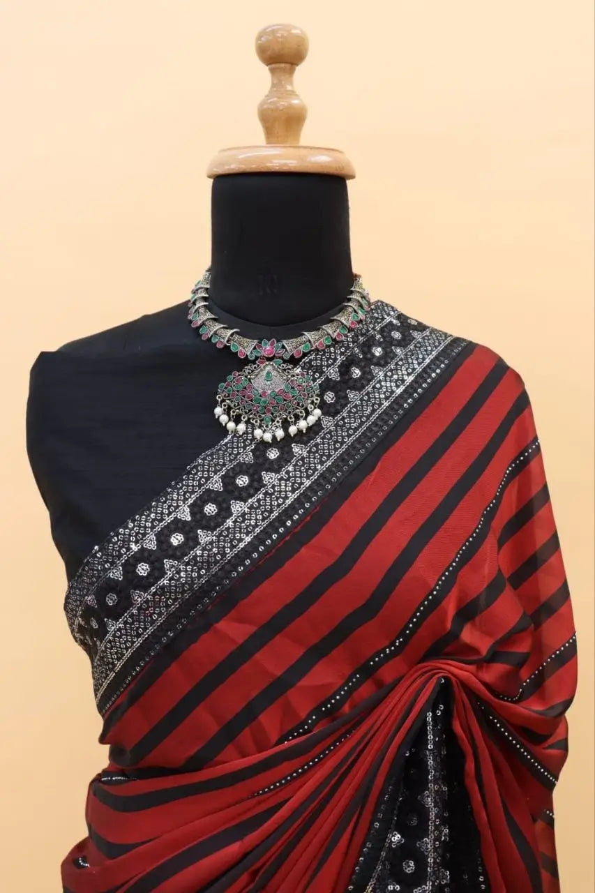 Teal Blue Leheriya Rangoli Silk Saree with Hotfix and Sequence Embroidery Work