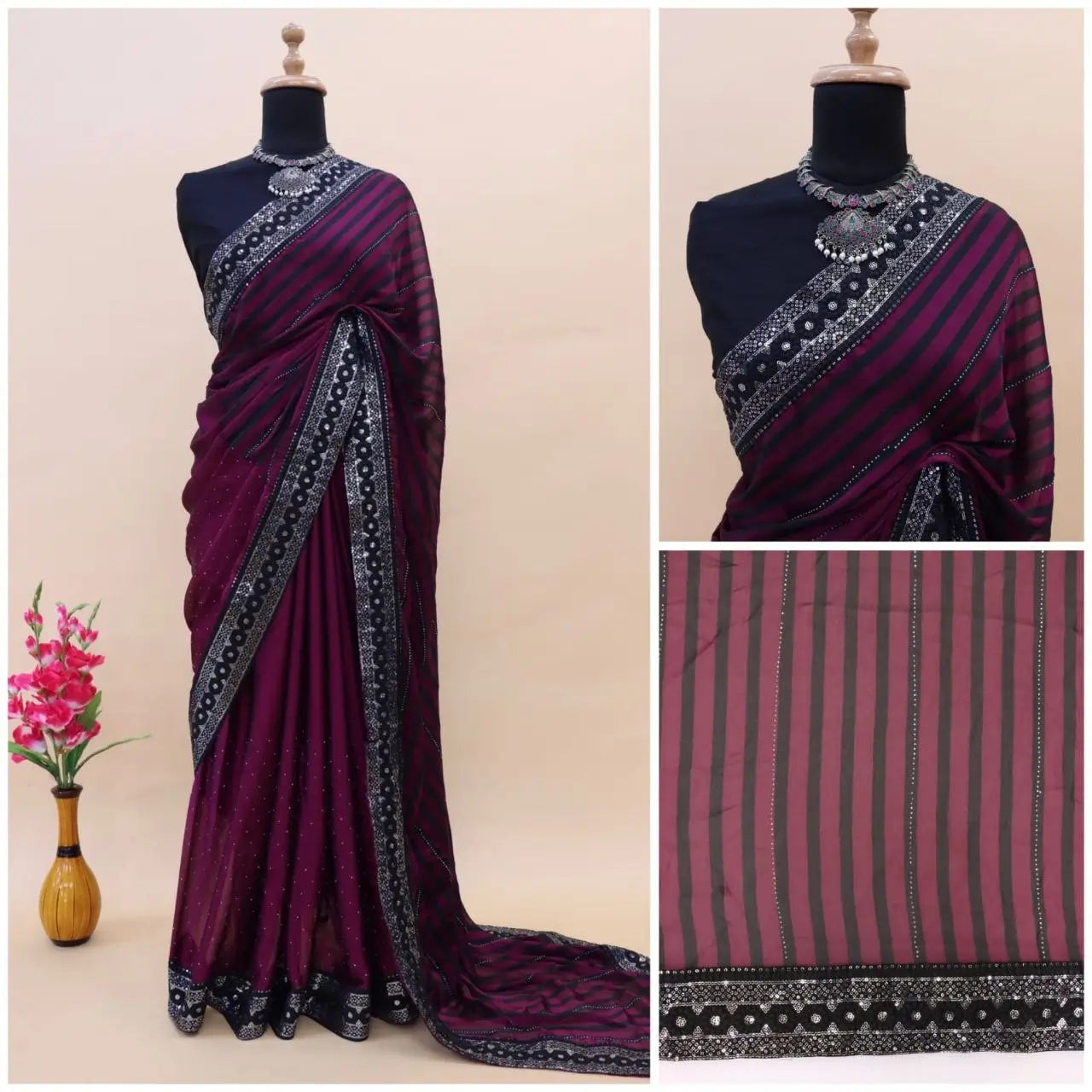 Teal Blue Leheriya Rangoli Silk Saree with Hotfix and Sequence Embroidery Work