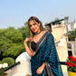 Teal Blue Leheriya Rangoli Silk Saree with Hotfix and Sequence Embroidery Work