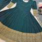 Teal Crepe Anarkali Set With Organza Dupatta